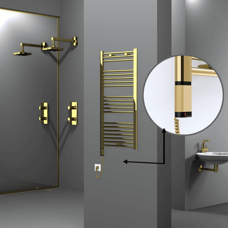 Radiva Haiti Elektrikli Havlupan 500x1100 Düz Altın Parlak (OneD On/Off ) Sol 300 Watt