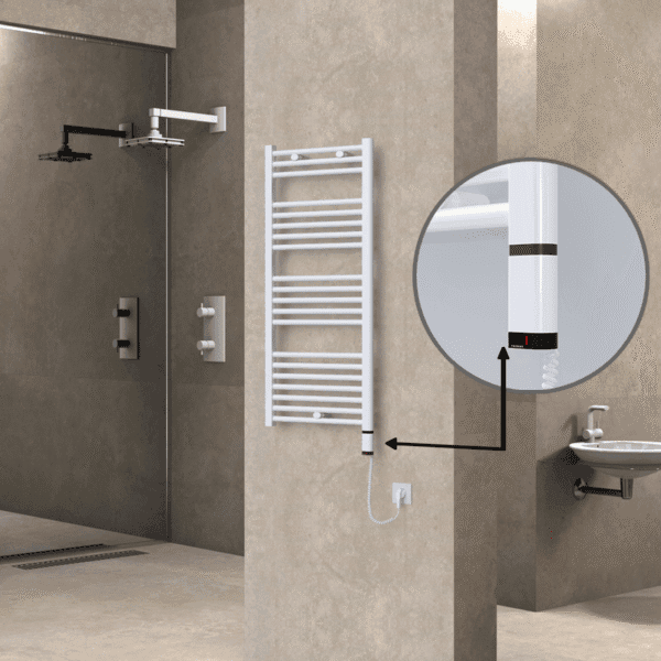 Radiva Haiti Elektrikli Havlupan 500x1100 Düz Beyaz Parlak (OneD On/Off ) Sağ 300 Watt