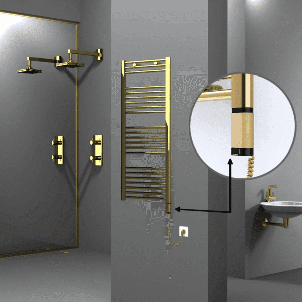 Radiva Haiti Elektrikli Havlupan 500x1200 Düz Altın Parlak (OneD On/Off ) Sağ 300 Watt