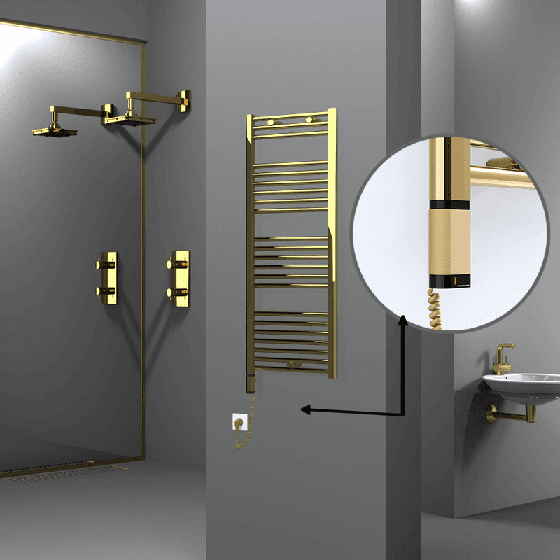 Radiva Haiti Elektrikli Havlupan 500x1200 Düz Altın Parlak (OneD On/Off ) Sol 300 Watt