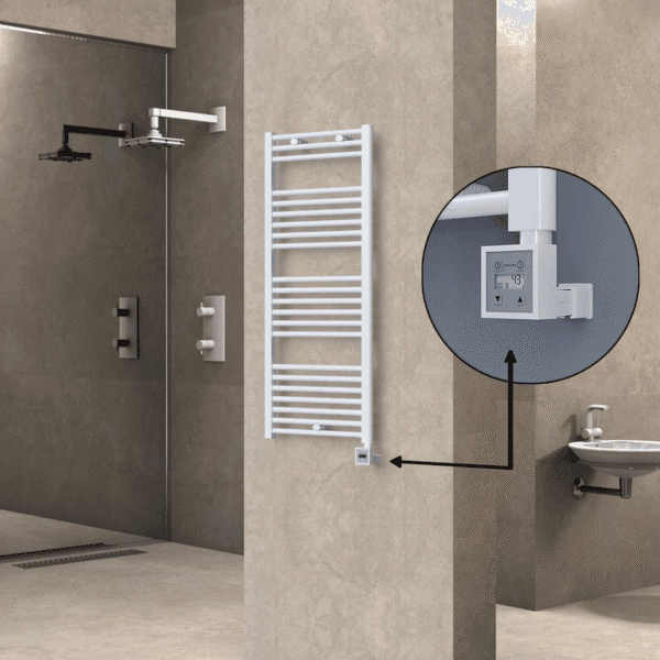 Radiva Haiti Elektrikli Havlupan 500x1200 Düz Beyaz Parlak (KTX3 Termostat) 600 Watt