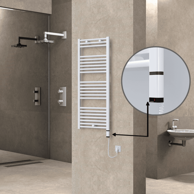 Radiva Haiti Elektrikli Havlupan 500x1200 Düz Beyaz Parlak (OneD On/Off ) Sağ 600 Watt