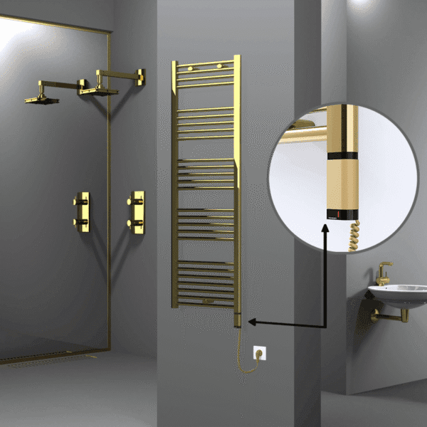 Radiva Haiti Elektrikli Havlupan 500x1500 Düz Altın Parlak (OneD On/Off ) Sağ 300 Watt