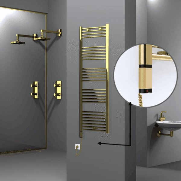 Radiva Haiti Elektrikli Havlupan 500x1500 Düz Altın Parlak (OneD On/Off ) Sol 300 Watt