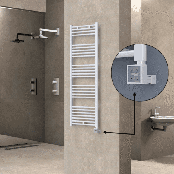 Radiva Haiti Elektrikli Havlupan 500x1500 Düz Beyaz Parlak (KTX3 Termostat) 600 Watt