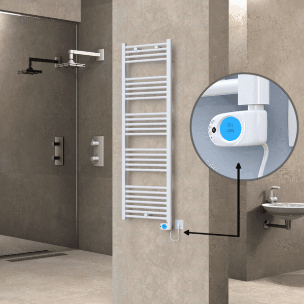 Radiva Haiti Elektrikli Havlupan 500x1500 Düz Beyaz Parlak (Musa Termostat) 600 Watt