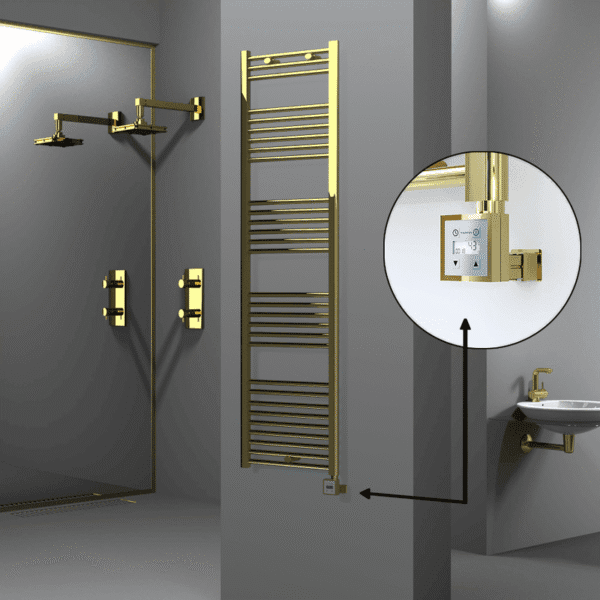 Radiva Haiti Elektrikli Havlupan 500x1800 Düz Altın Parlak (KTX3 Termostat) 600 Watt