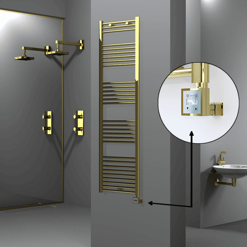 Radiva Haiti Elektrikli Havlupan 500x1800 Düz Altın Parlak (KTX3 Termostat) 600 Watt