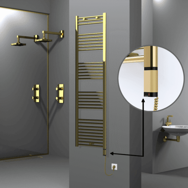 Radiva Haiti Elektrikli Havlupan 500x1800 Düz Altın Parlak (OneD On/Off ) Sağ 300 Watt