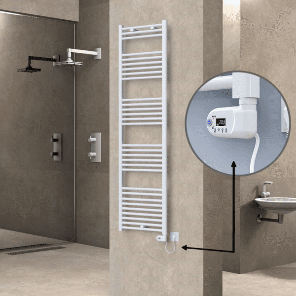 Radiva Haiti Elektrikli Havlupan 500x1800 Düz Beyaz Parlak (Thesis Termostat) 900 Watt