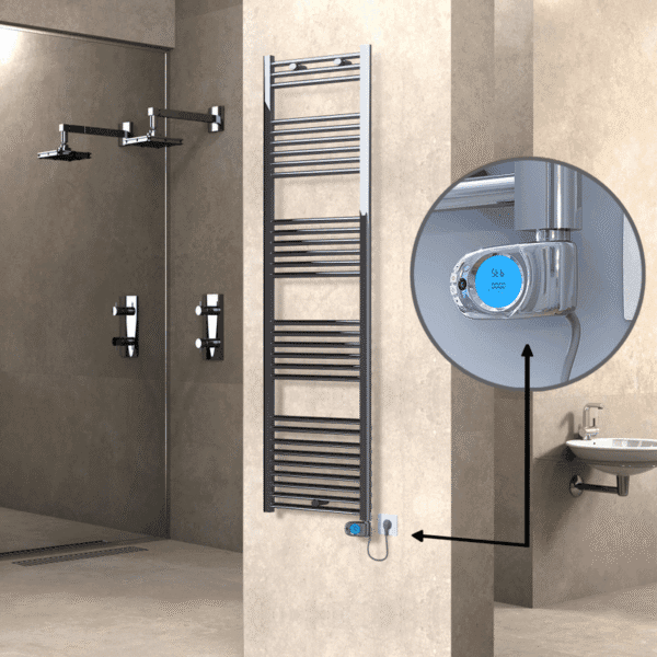 Radiva Haiti Elektrikli Havlupan 500x1800 Düz Krom (Musa Termostat) 600 Watt