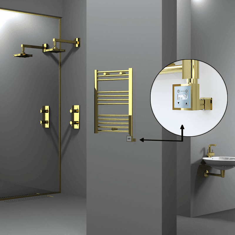 Radiva Haiti Elektrikli Havlupan 500x700 Düz Altın Parlak (KTX3 Termostat) 200 Watt