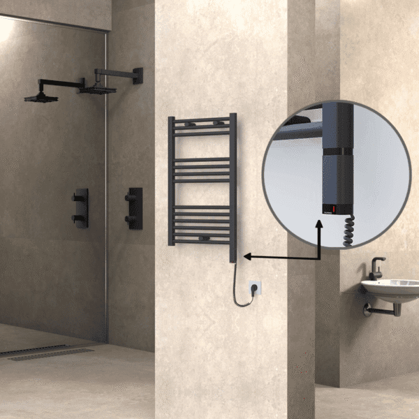 Radiva Haiti Elektrikli Havlupan 500x800 Düz Antrasit Texture (OneD On/Off ) Sağ 300 Watt