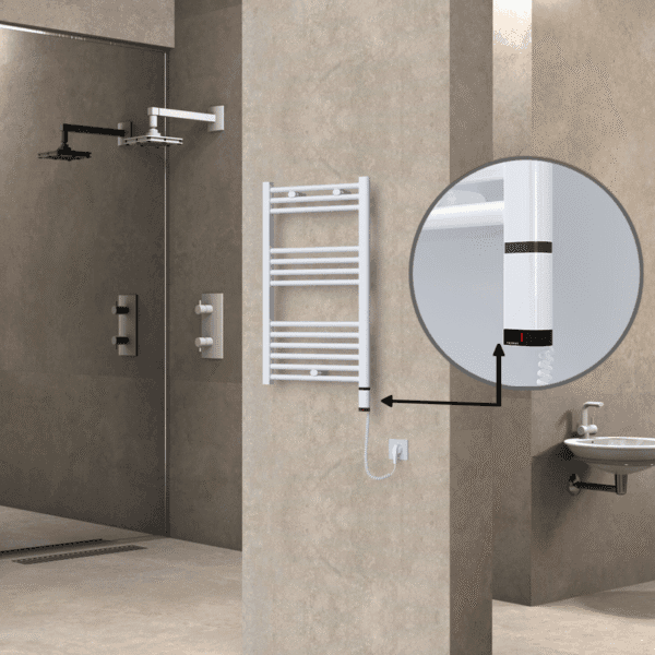 Radiva Haiti Elektrikli Havlupan 500x800 Düz Beyaz Parlak (OneD On/Off ) Sağ 300 Watt