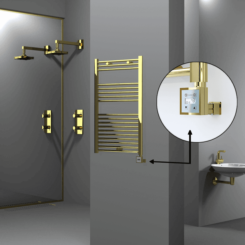 Radiva Haiti Elektrikli Havlupan 600x1000 Düz Altın Parlak (KTX3 Termostat) 300 Watt