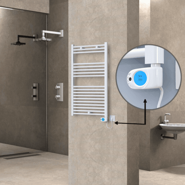 Radiva Haiti Elektrikli Havlupan 600x1000 Düz Beyaz Parlak (Musa Termostat) 600 Watt