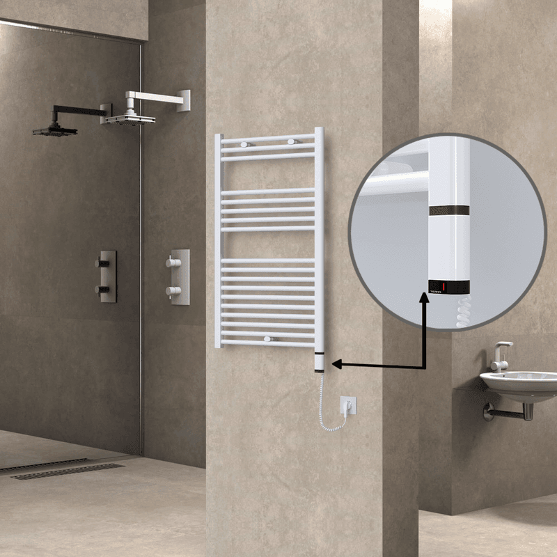 Radiva Haiti Elektrikli Havlupan 600x1000 Düz Beyaz Parlak (OneD On/Off ) Sağ 600 Watt