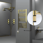 Radiva Haiti Elektrikli Havlupan 600x1100 Düz Altın Parlak (OneD On/Off ) Sol 300 Watt