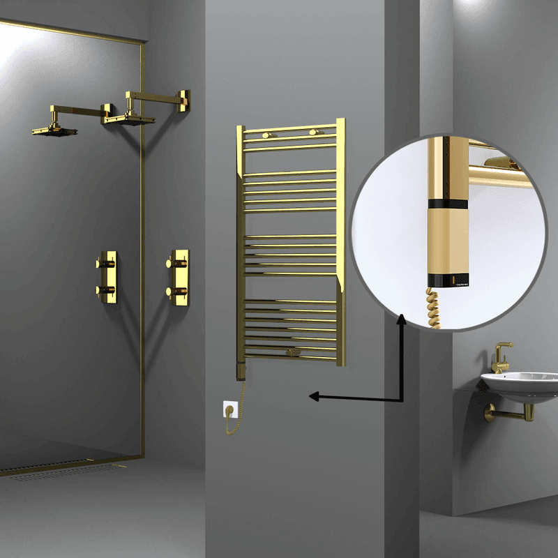 Radiva Haiti Elektrikli Havlupan 600x1100 Düz Altın Parlak (OneD On/Off ) Sol 300 Watt