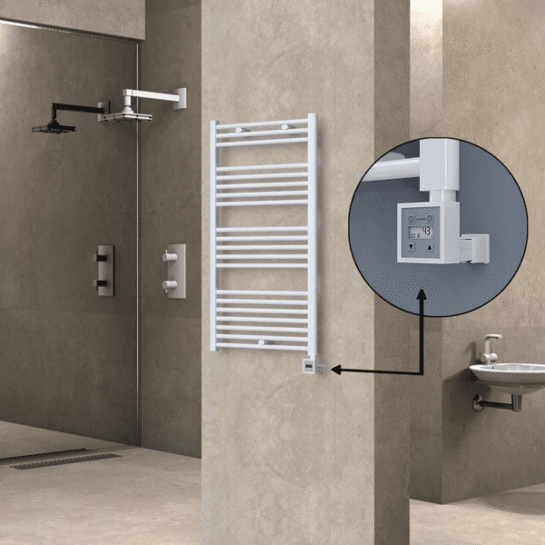 Radiva Haiti Elektrikli Havlupan 600x1100 Düz Beyaz Parlak (KTX3 Termostat) 600 Watt