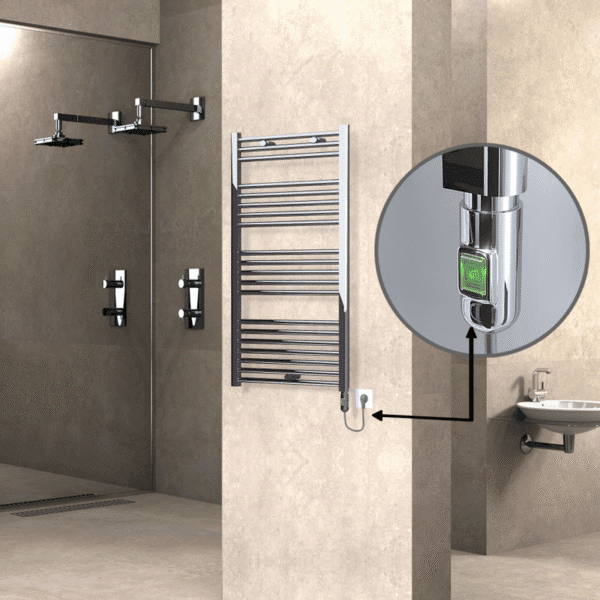 Radiva Haiti Elektrikli Havlupan 600x1100 Düz Krom (On/Off Düğmeli) 300 Watt