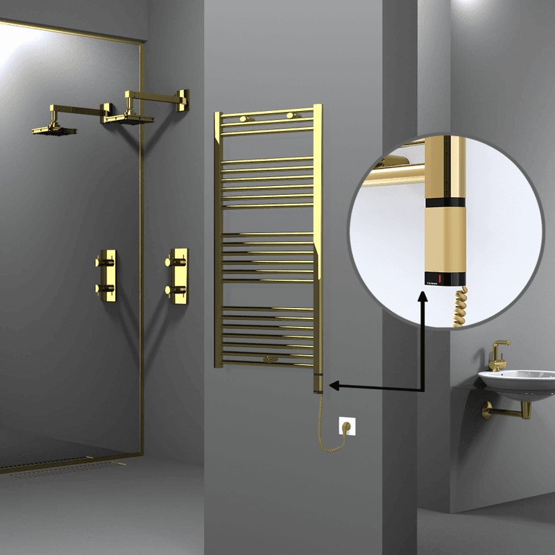 Radiva Haiti Elektrikli Havlupan 600x1200 Düz Altın Parlak (OneD On/Off ) Sağ 300 Watt