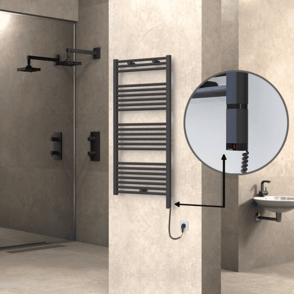 Radiva Haiti Elektrikli Havlupan 600x1200 Düz Antrasit Texture (OneD On/Off ) Sağ 600 Watt