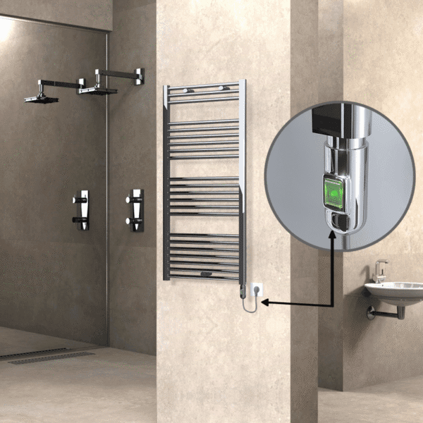 Radiva Haiti Elektrikli Havlupan 600x1200 Düz Krom (On/Off Düğmeli) 300 Watt