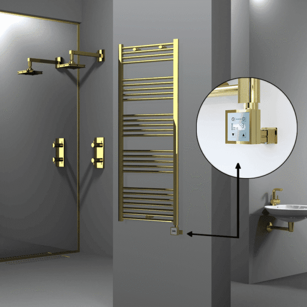 Radiva Haiti Elektrikli Havlupan 600x1500 Düz Altın Parlak (KTX3 Termostat) 600 Watt