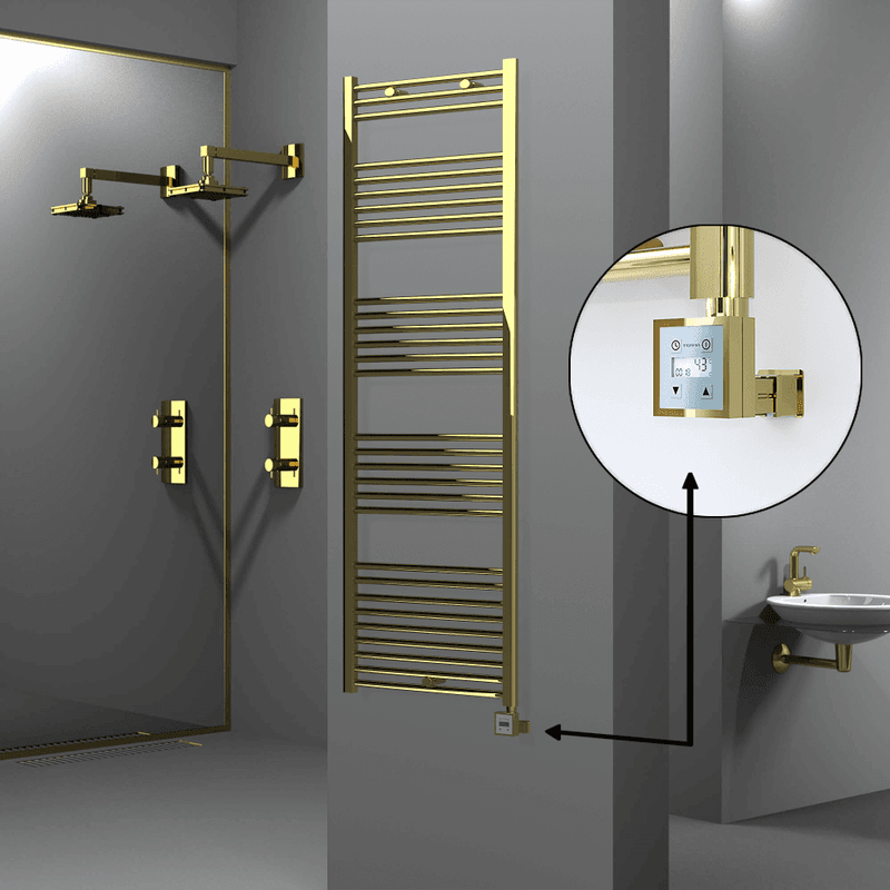 Radiva Haiti Elektrikli Havlupan 600x1800 Düz Altın Parlak (KTX3 Termostat) 600 Watt