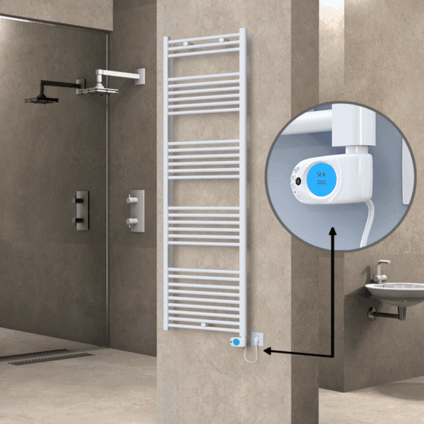 Radiva Haiti Elektrikli Havlupan 600x1800 Düz Beyaz Parlak (Musa Termostat) 900 Watt