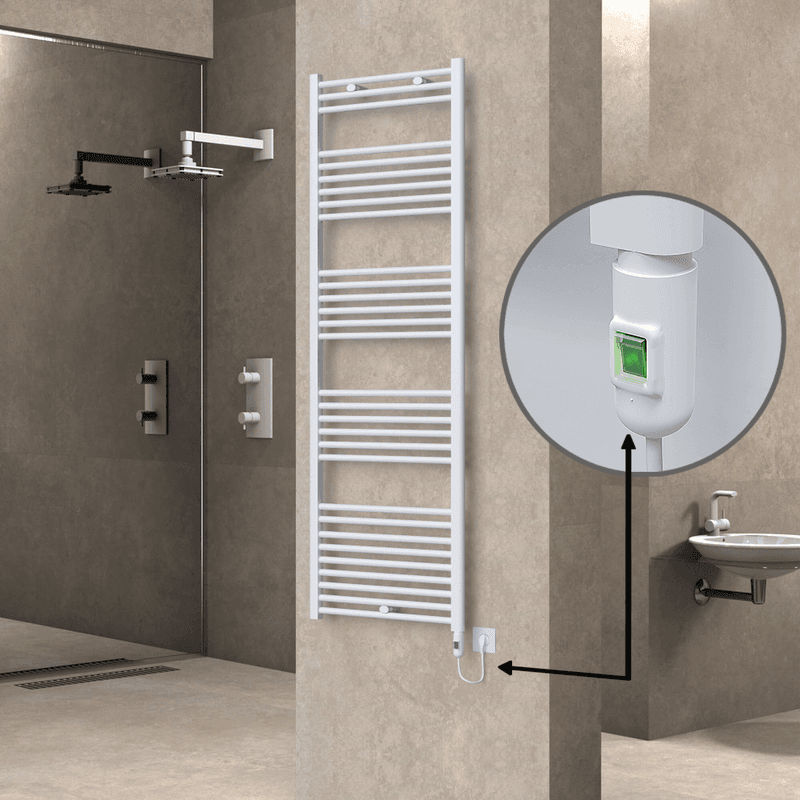 Radiva Haiti Elektrikli Havlupan 600x1800 Düz Beyaz Parlak (On/Off Düğmeli) 900 Watt