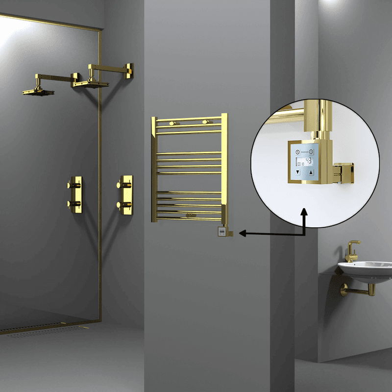 Radiva Haiti Elektrikli Havlupan 600x700 Düz Altın Parlak (KTX3 Termostat) 200 Watt