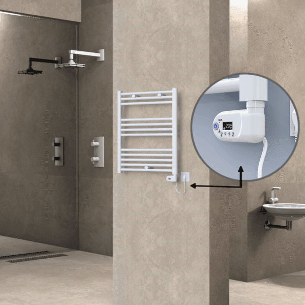 Radiva Haiti Elektrikli Havlupan 600x700 Düz Beyaz Parlak (Thesis Termostat) 300 Watt