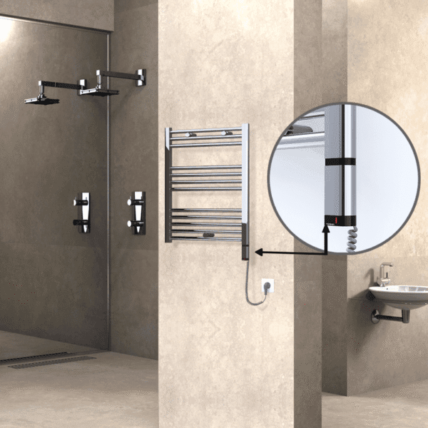 Radiva Haiti Elektrikli Havlupan 600x700 Düz Krom (OneD On/Off ) Sağ 200 Watt