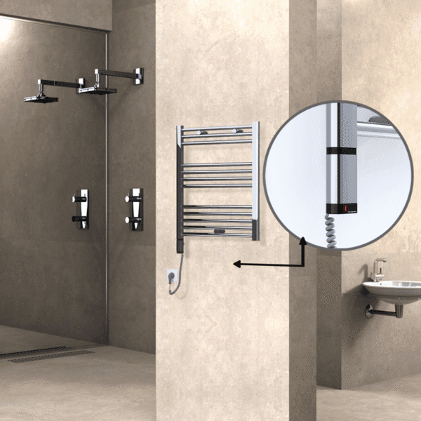 Radiva Haiti Elektrikli Havlupan 600x700 Düz Krom (OneD On/Off ) Sol 200 Watt