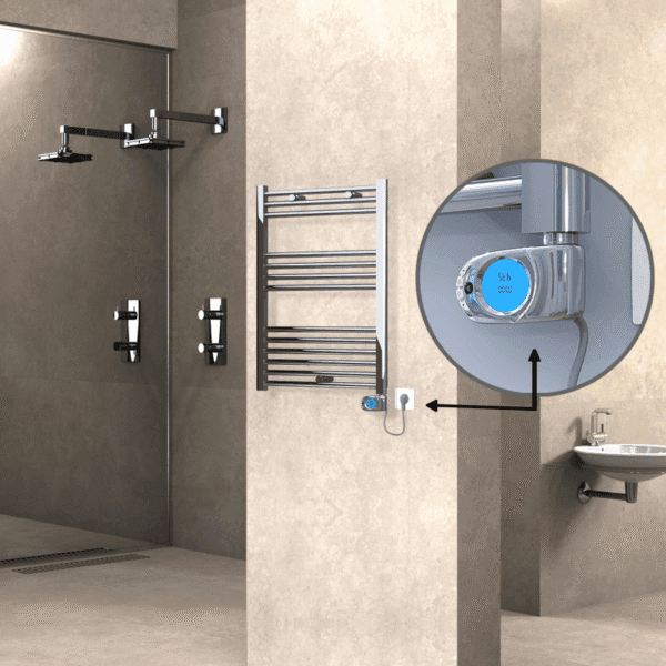 Radiva Haiti Elektrikli Havlupan 600x800 Düz Krom (Musa Termostat) 300 Watt