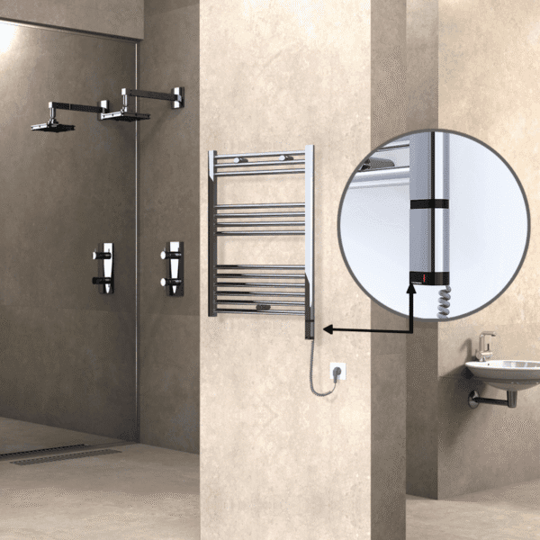 Radiva Haiti Elektrikli Havlupan 600x800 Düz Krom (OneD On/Off ) Sağ 300 Watt