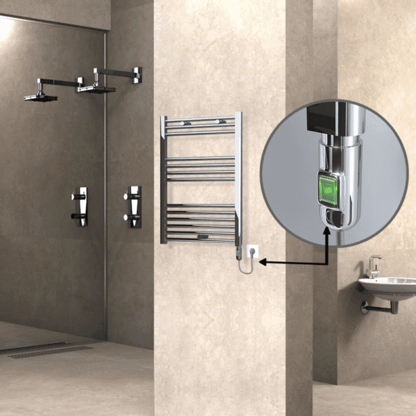 Radiva Haiti Elektrikli Havlupan 600x800 Düz Krom (On/Off Düğmeli) 300 Watt