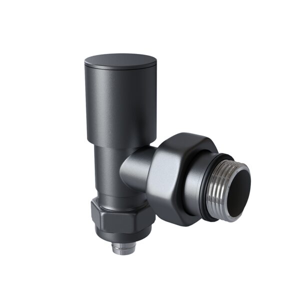 Radiva Radyatör Vanası 1/2'' Koyu Antrasit Köşe Pex (Metal Volanlı 16*2mm Boru Bağl. Rakorlu)