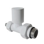 Radiva Radyatör Vanası 1/2'' Pütürlü Beyaz Düz Pex (Metal Volanlı 16*2mm Boru Bağl. Rakorlu)