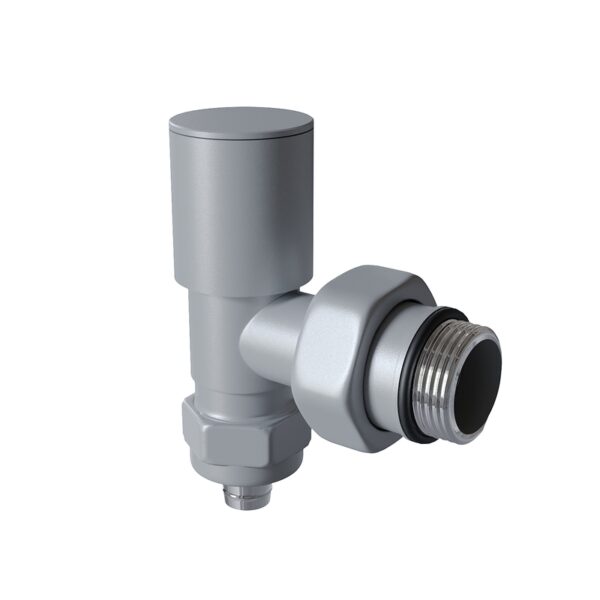 Radiva Radyatör Vanası 1/2'' Pütürlü Gri Köşe Pex (Metal Volanlı 16*2mm Boru Bağl. Rakorlu)