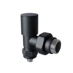 Radiva Radyatör Vanası 1/2'' Pütürlü Siyah Köşe Pex (Metal Volanlı 16*2mm Boru Bağl. Rakorlu)