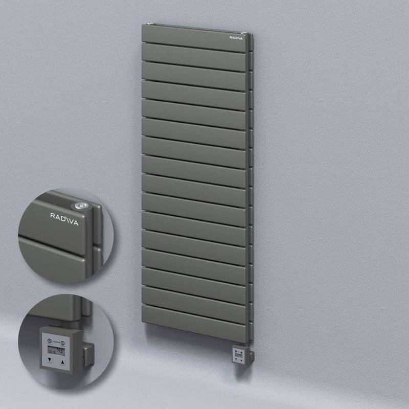 Radiva Tip 20H Elektrikli Çelik Dekoratif Radyatör 1180x500 Antrasit (KTX3 Termostat) 1000W