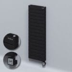 Radiva Tip 21H Elektrikli Çelik Dekoratif Radyatör 1180x400 Siyah (KTX3 Termostat) 1000W