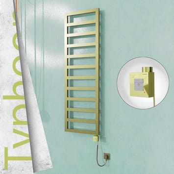 Radiva TYPHOON Elektrikli Paslanmaz Çelik Havlupan 500x1160 Satine Altın (KTX1 Termostat) 300W Spiral Kablolu