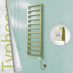 Radiva TYPHOON Elektrikli Paslanmaz Çelik Havlupan 500x1160 Satine Altın (KTX3 Termostat) 300W Spiral Kablolu