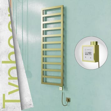 Radiva TYPHOON Elektrikli Paslanmaz Çelik Havlupan 500x1160 Satine Altın (KTX3 Termostat) 300W Spiral Kablolu