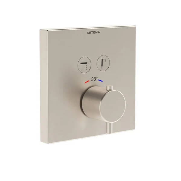 Vitra AquaControl Square Ankastre Termostatik Banyo Bataryası (sıva üstü grubu) Fırçalı Nikel