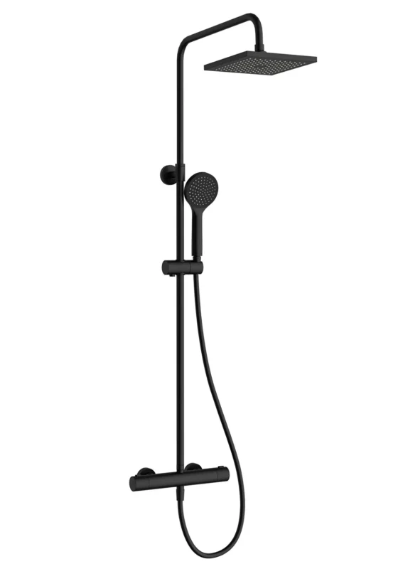 Vitra AquaHeat Joy Square 200 Duş Bataryalı Duş Sistemi Mat Siyah